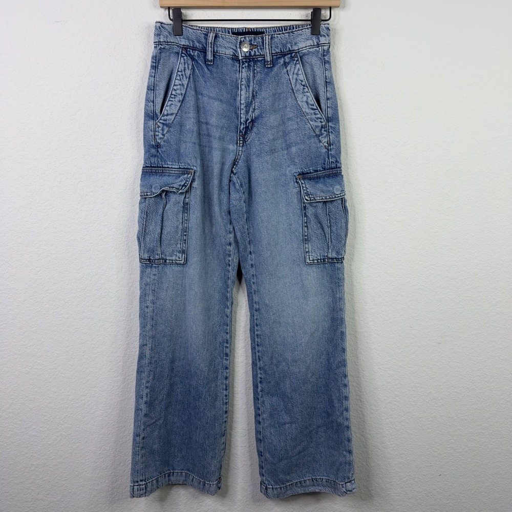 Aeropostale Jeans XS Short Wide‎ Leg Cargo Grunge Utility Y2K Mallcore Denim